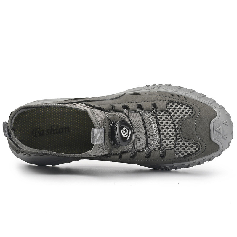 Pánske letné priedušné topánky z dutej sieťoviny, protišmykové, odolné voči opotrebovaniu, outdoorové turistické topánky, pánske športové topánky, turistické sieťované topánky