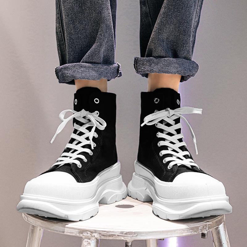 2023. gada rudens augstpapēžu audekla apavi ar nelielu, biezu zoli, McQueen platformas apavi ar paaugstināšanu, personības modes apavi piegādei.