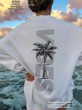 Dlhá mikina s potlačou kokosového stromu, ležérna