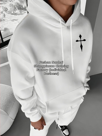 Muška jesensko/zimska majica s kapuljačom i printom, ležerni pulover od francuskog frotira