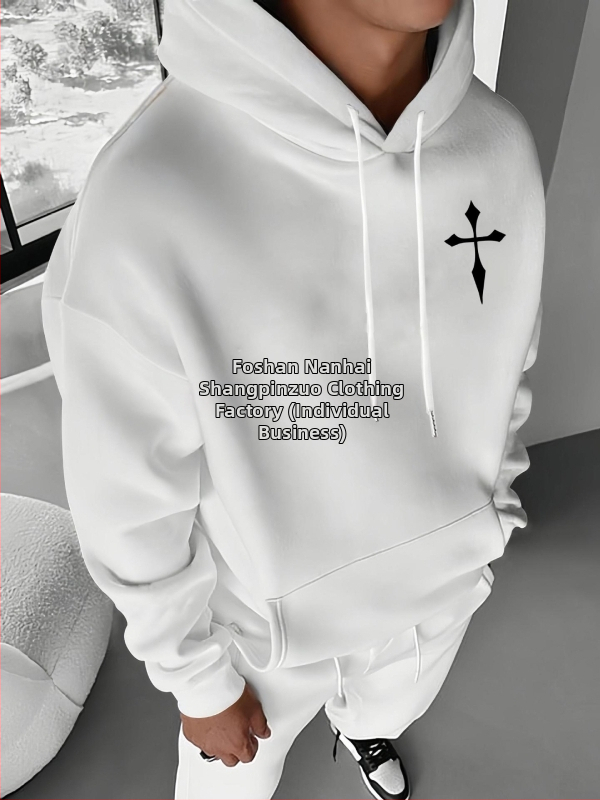 Pánska jesenno-zimná mikina s potlačou, ležérny sveter z francúzskeho froté