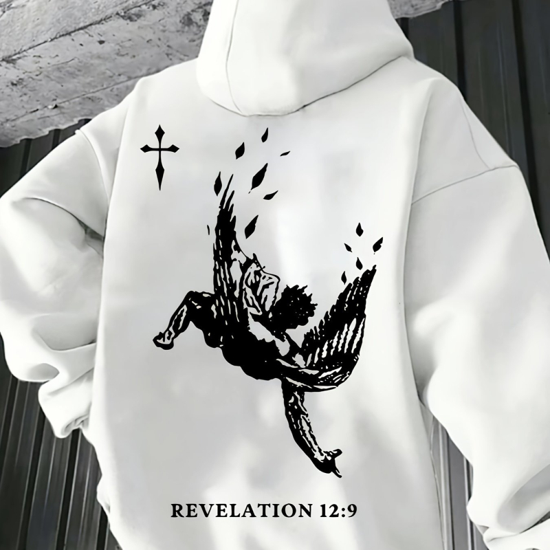 Muška jesensko/zimska majica s kapuljačom i printom, ležerni pulover od francuskog frotira