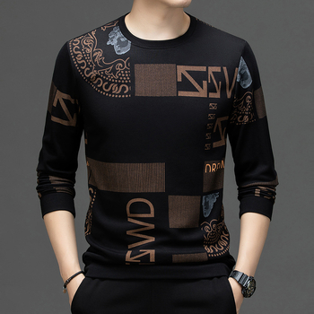 Nova muška majica dugih rukava s okruglim izrezom i korejskim printom za mlade i srednje dobi iz 2024. godine