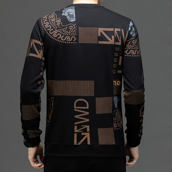 2024 Пролет и есен Нова Мъжка Мъжка Суитшърт с Обло деколте, Корейски Принт, Модна Ежедневна Тениска с Дълъг Ръкав, Младежка и Средна Възраст