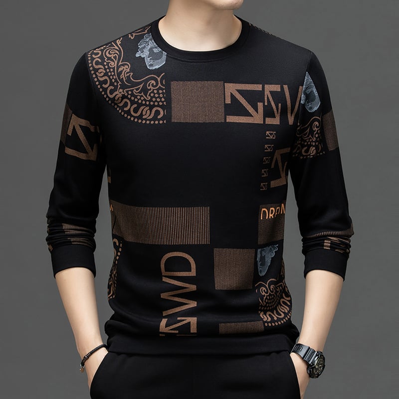 Nova muška majica dugih rukava s okruglim izrezom i korejskim printom za mlade i srednje dobi iz 2024. godine