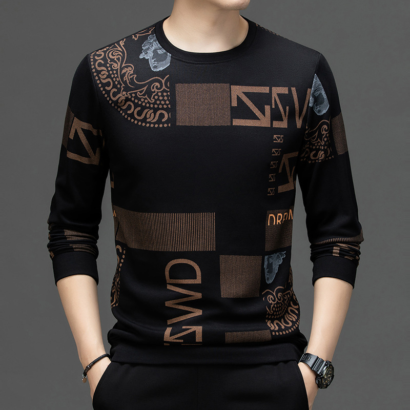 Nova muška majica dugih rukava s okruglim izrezom i korejskim printom za mlade i srednje dobi iz 2024. godine