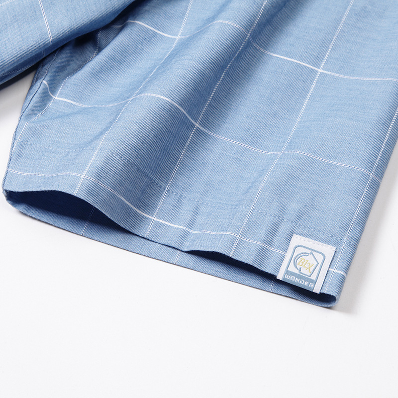 Vyriški vasariniai marškiniai trumpomis rankovėmis su firminiu kirpimu ir smailia apykakle, dalykiniai laisvalaikio stiliaus, languoti, C2U059