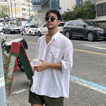 ASCLO лятна нова корейска дишаща риза, ежедневна, широка памучна и ленена мъжка риза, тънко младежко палто