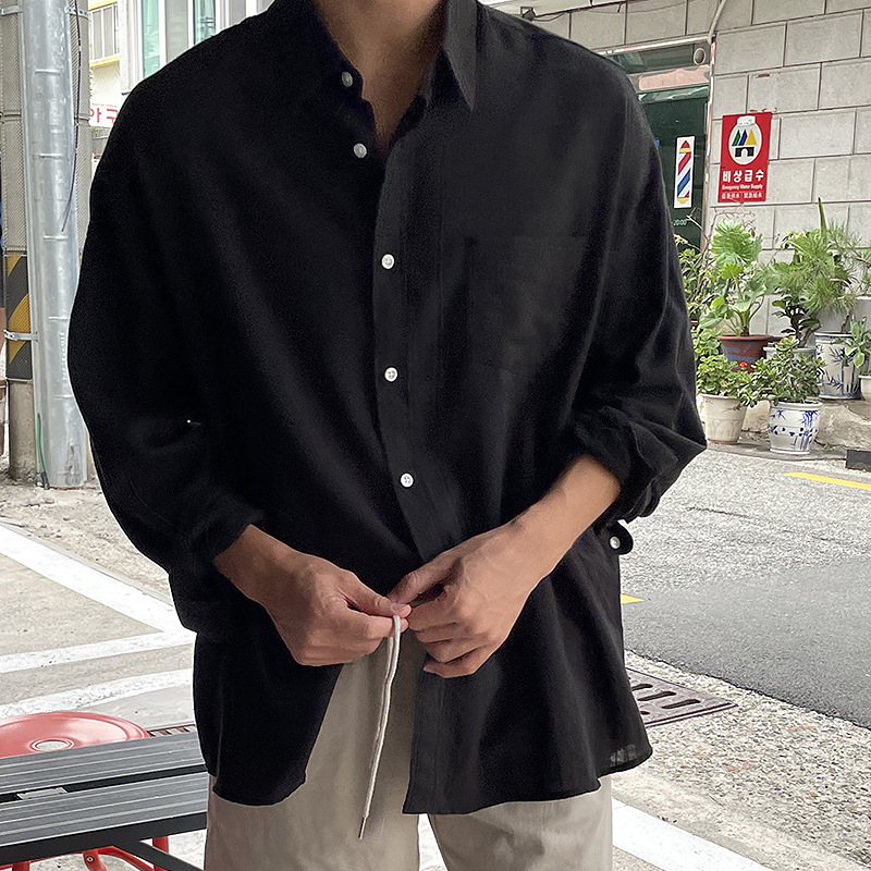 ASCLO лятна нова корейска дишаща риза, ежедневна, широка памучна и ленена мъжка риза, тънко младежко палто