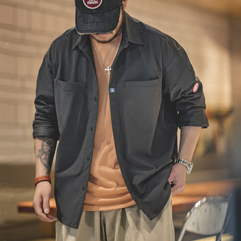 Madden Work Clothes Mountain tamnosiva košulja s džepom, američka ležerna široka košulja dugih rukava, složena jakna za muškarce u jesen