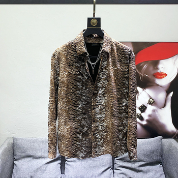 Κορεάτικο στυλ Άνοιξη και Φθινόπωρο Μοντέρνο Στυλ Ανδρικό Πουκάμισο με Μακρυμάνικο Μπλούζα με Διακριτικό Ντραπέ Λουλούδι