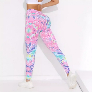 Aliexpress Nové priedušné rýchloschnúce rastlinné jogové nohavice Fitness s vysokým pásom, úzke elastické športové legíny pre ženy
