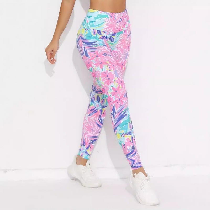 Aliexpress Nové priedušné rýchloschnúce rastlinné jogové nohavice Fitness s vysokým pásom, úzke elastické športové legíny pre ženy