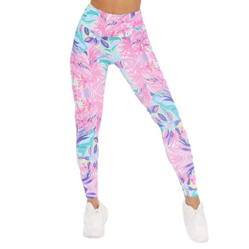 Aliexpress Nové priedušné rýchloschnúce rastlinné jogové nohavice Fitness s vysokým pásom, úzke elastické športové legíny pre ženy