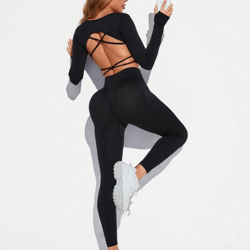 Joogaülikond Naiste seljarihmaga rinnahoidja Püksülikond Stretch Tight Slim Sportülikond