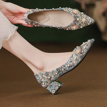 PU gumene cipele s jednim slojem, srednje široke, niske cipele s jednim korakom, špicastim vrhom i četvrtastom petom