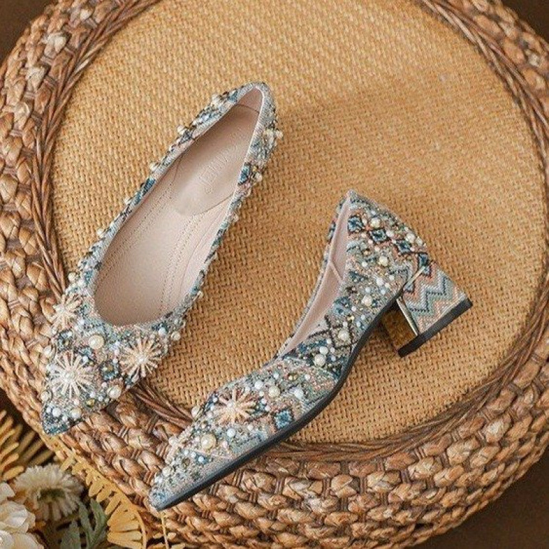 PU gumene cipele s jednim slojem, srednje široke, niske cipele s jednim korakom, špicastim vrhom i četvrtastom petom