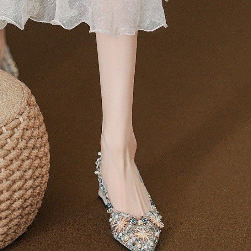 PU gumene cipele s jednim slojem, srednje široke, niske cipele s jednim korakom, špicastim vrhom i četvrtastom petom