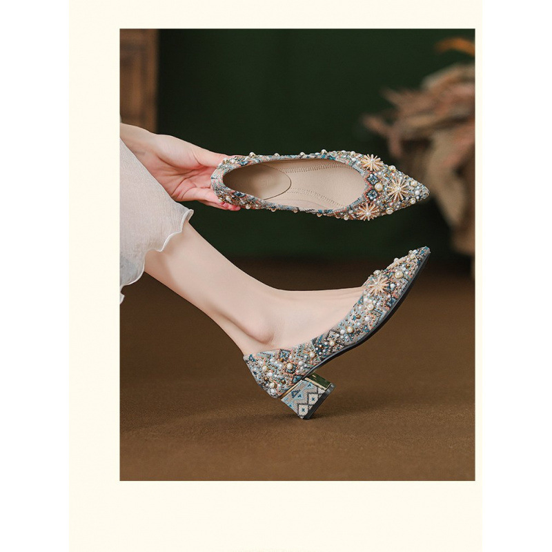 PU gumene cipele s jednim slojem, srednje široke, niske cipele s jednim korakom, špicastim vrhom i četvrtastom petom