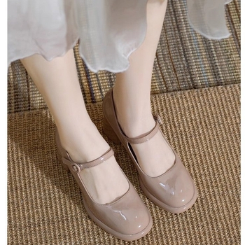 Μικρά ψηλοτάκουνα, μη κουραστικά πόδια, αδιάβροχη πλατφόρμα, χοντρό τακούνι, λουστρίνι, αγκράφα, τετράγωνη μύτη, γαλλική πλατφόρμα, παπούτσια Mary Jane