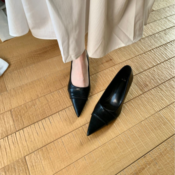 Κορεάτικο Στυλ Κομψά Γαλλικά Στυλ Απλά φλατ παπούτσια Μονά παπούτσια Παπούτσια Γαλλικού Στυλ Φθινοπωρινά παπούτσια με μυτερή μύτη Γυναικεία παπούτσια