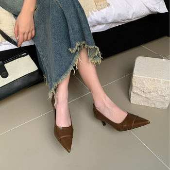 Κορεάτικο Στυλ Κομψά Γαλλικά Στυλ Απλά φλατ παπούτσια Μονά παπούτσια Παπούτσια Γαλλικού Στυλ Φθινοπωρινά παπούτσια με μυτερή μύτη Γυναικεία παπούτσια