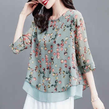 Trumpomis rankovėmis šifono marškinėliai moterims, 2024 m. vasaros marškinėliai, mažo dydžio marškinėliai, plius dydžio viršutiniai marškinėliai