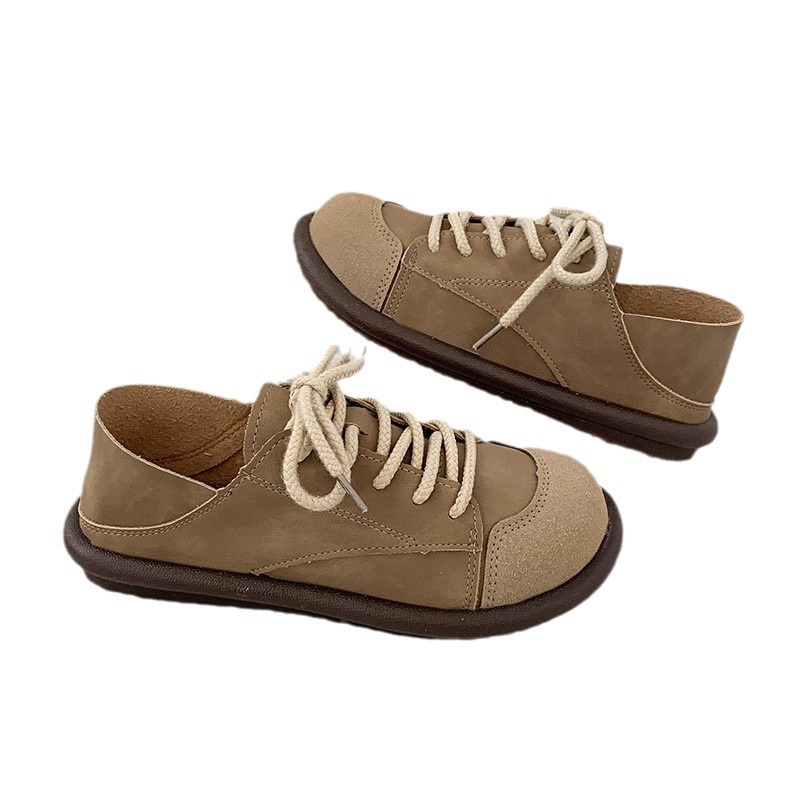 Dámske retro kožené topánky Maillard z britskej značky z roku 2024, nové, hrubo podrážkové, veľké, so šnurovaním, ležérne, spájajúce retro topánky