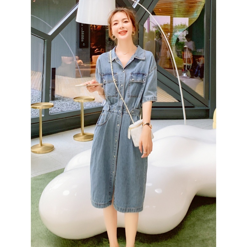 Retro nježna haljina za žene, ljeto 2025., nova elegantna traper suknja korejskog dizajna niše