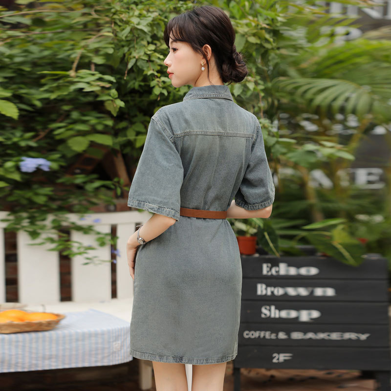 Vintage traper haljina 2024. Nova mala dizajn sentimentalna široka uska ljetna haljina kratkih rukava za djecu