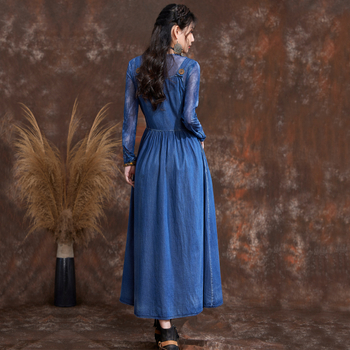 Jarné a letné nové dizajnové retro šaty s ramienkami, silnou výšivkou, golierom s jedným slovom, veľkými kyvadlovými šatami 82572