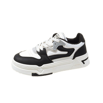 Ženske cipele na platformu za jesen 2024., nove crno-bijele studentske ležerne cipele s vezicama, okrugli vrh, sportske retro cipele za žene