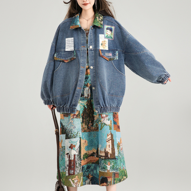 Retro traper gornja odjeća za žene jesenska sezona francuskog stila književni cvjetni leptir kopča kratka jakna 2024 proljeće jesen novi stil