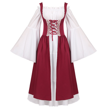 Μεσαιωνικό Ευρωπαϊκό και Αμερικανικό Εξωτερικό Εμπόριο Διασυνοριακά Γυναικεία Ρούχα Amazon Hot Εκρηκτικό plus size Μεγάλο Μακρύ Φόρεμα για Χάλογουιν