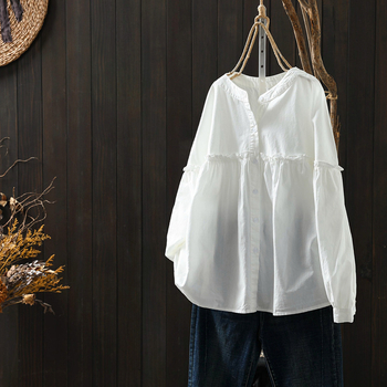 Dámske bavlnené tričko s dlhým rukávom, modrým pruhom a priamym predajom z továrne, jarné, nové, štýlové, s hubou, voľné, sťahujúce, s horným spodným dielom