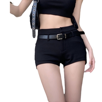 Черни шорти Spice Girls, дамски прави панталони, пролетни и летни, нови еластични, тесни, стягащи, чанта за стягане, ханш, основа, тънки, други