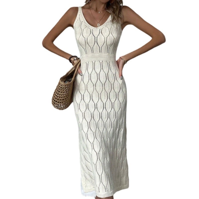 Europos ir Amerikos „Amazon“ nauji moteriški paplūdimio apdangalai, seksualūs, juosmens, grynos spalvos, tuščiaviduriai megzti ilgi maudymosi kostiumėliai, apsaugantys nuo saulės.