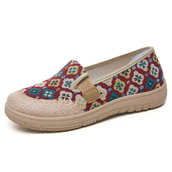 Παλιά υφασμάτινα παπούτσια του Πεκίνου, νέα στυλ, παπούτσια ψαράδων από κάνναβη, αναπνεύσιμα, κεντημένα παπούτσια σε έθνικ στιλ, με μαλακή σόλα, άνετα παπούτσια μέσης ηλικίας για μαμάδες