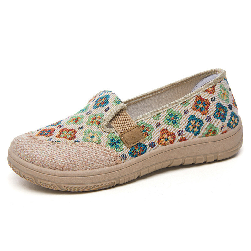 Παλιά υφασμάτινα παπούτσια του Πεκίνου, νέα στυλ, παπούτσια ψαράδων από κάνναβη, αναπνεύσιμα, κεντημένα παπούτσια σε έθνικ στιλ, με μαλακή σόλα, άνετα παπούτσια μέσης ηλικίας για μαμάδες