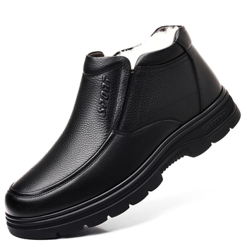 Muške cipele, zimske visoke pamučne cipele od kravlje kože, tople, s flis podstavom, ležerne, za srednje i starije osobe, neklizajuće tatine cipele, generacija kose