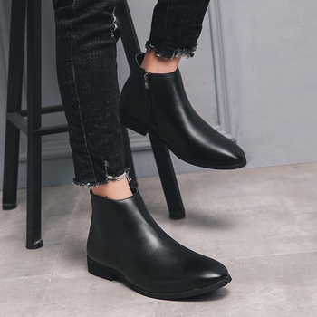 Βρετανικές ανδρικές μπότες άνοιξης και φθινοπώρου, δερμάτινα παπούτσια με μυτερό τελείωμα, μοντέρνες κοντές μπότες για όλες τις χρήσεις, ανδρικές μπότες Martin, μοντέρνες δερμάτινες μπότες