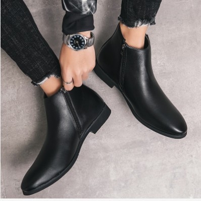 Proljetne i jesenske britanske muške čizme, prekogranične špicaste visoke kožne cipele, moderne univerzalne kratke čizme, muške martin čizme, moderne kožne čizme