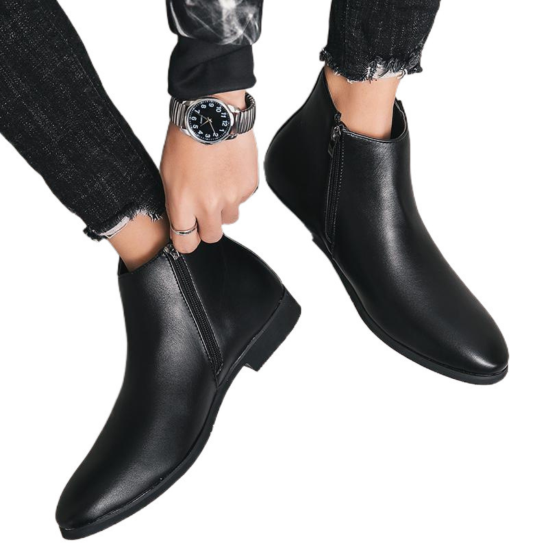 Proljetne i jesenske britanske muške čizme, prekogranične špicaste visoke kožne cipele, moderne univerzalne kratke čizme, muške martin čizme, moderne kožne čizme