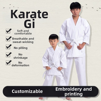 Väliskaubanduse karate riided valged täiskasvanud lastele algajatele mõeldud võistlusspetsiaalsed Jeet Kune Do rõivad prinditavad hulgimüügiks