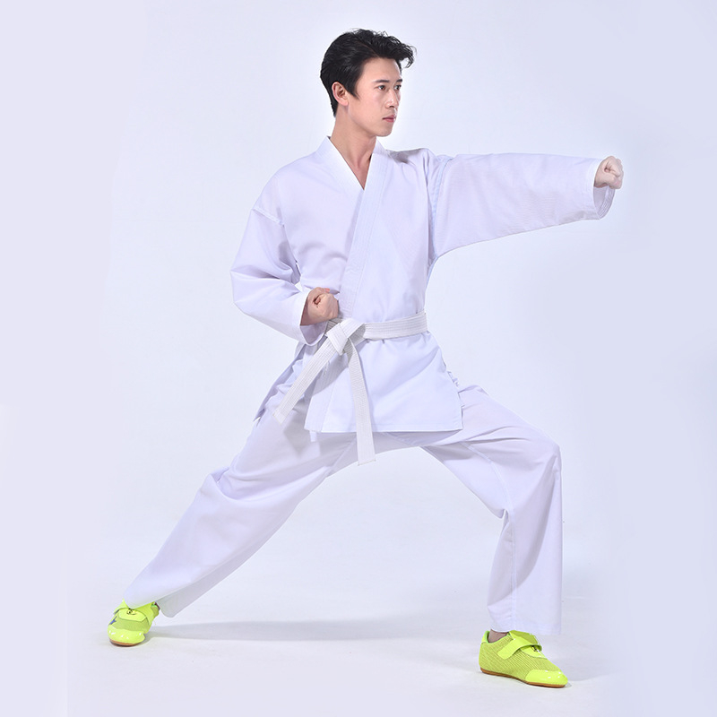 Väliskaubanduse karate riided valged täiskasvanud lastele algajatele mõeldud võistlusspetsiaalsed Jeet Kune Do rõivad prinditavad hulgimüügiks