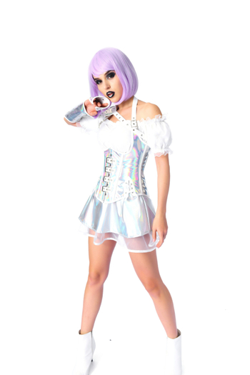 2020. aasta küberpungi stiilis lasersilver-hõbedane kosmoseülikond, 5-osaline festivali kostüümikomplekt, hulgimüügis olev kosmosestiil