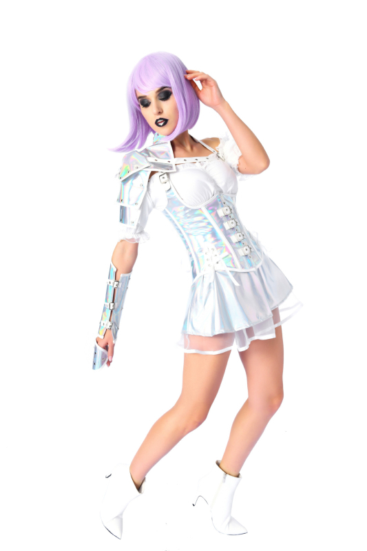 2020. aasta küberpungi stiilis lasersilver-hõbedane kosmoseülikond, 5-osaline festivali kostüümikomplekt, hulgimüügis olev kosmosestiil