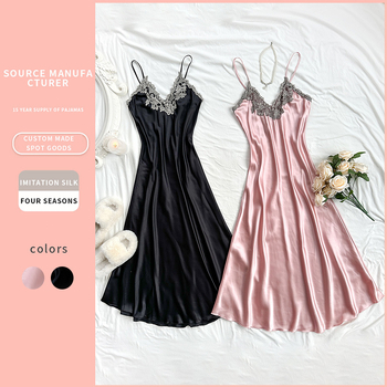 Határokon átnyúló közel-keleti nyári női ruha, otthoni, hétköznapi, lélegző, pizsama, hálóruha, egyszerű selyemutánzat, otthoni ruházat