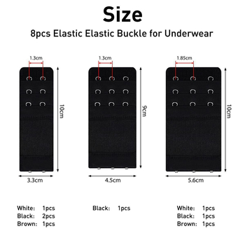 8 dalių elastinė liemenėlės prailginimo sagtis, elastingi apatiniai liemenėlės neslystantis diržas, tarpvalstybinis derinys, dideli aksesuarai, prailginimo sagtis