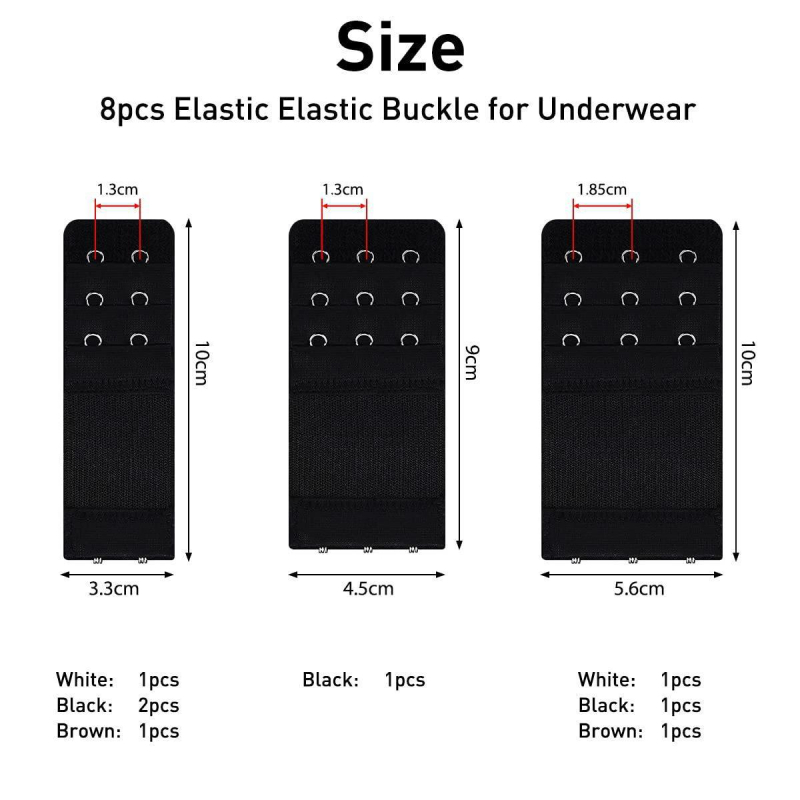 8 dalių elastinė liemenėlės prailginimo sagtis, elastingi apatiniai liemenėlės neslystantis diržas, tarpvalstybinis derinys, dideli aksesuarai, prailginimo sagtis